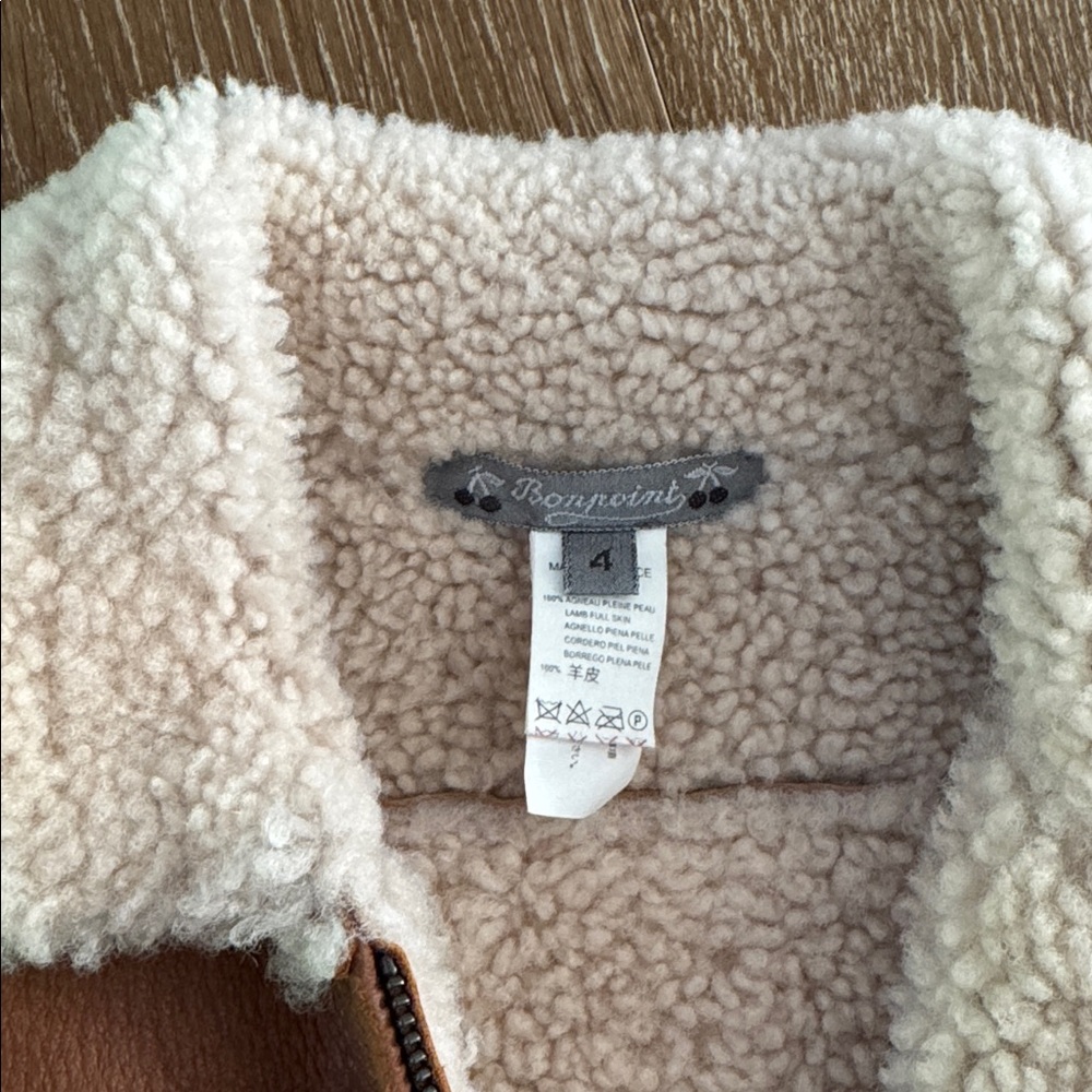 Bonpoint Kids Shearling Aviator Jacket Size 4 - Picture 2 of 6
